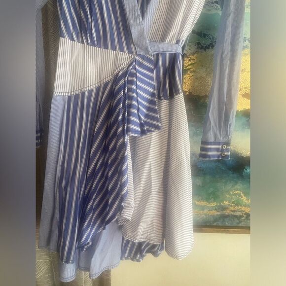 Maeve Anthropologie blue and white striped long sleeve short dress size 6 - Picture 11 of 15